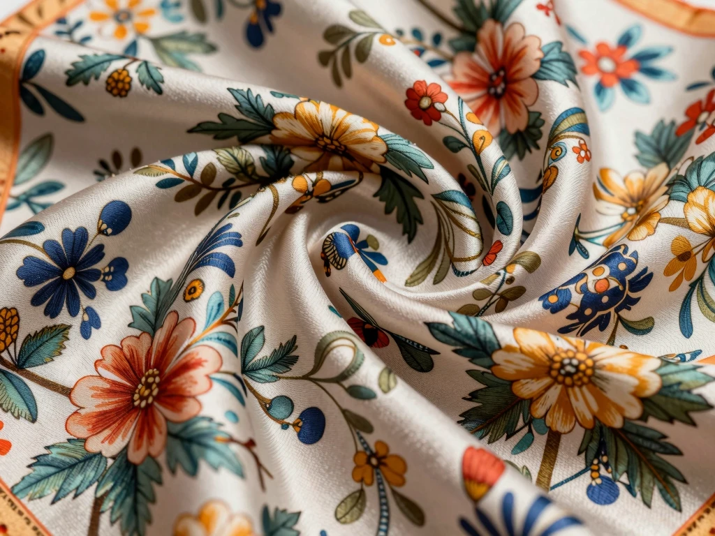 Zijden sjaal met bloemenpatroon