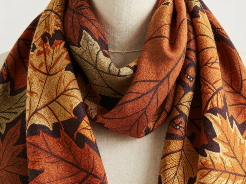 Herfst sjaal met bladmotief